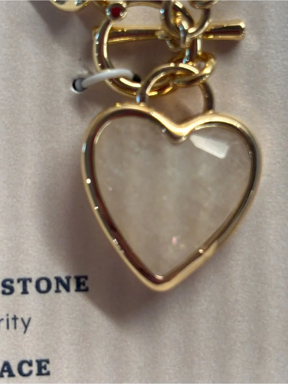 NIB Luna Norte Gold Heart Moonstone Toggle Necklace